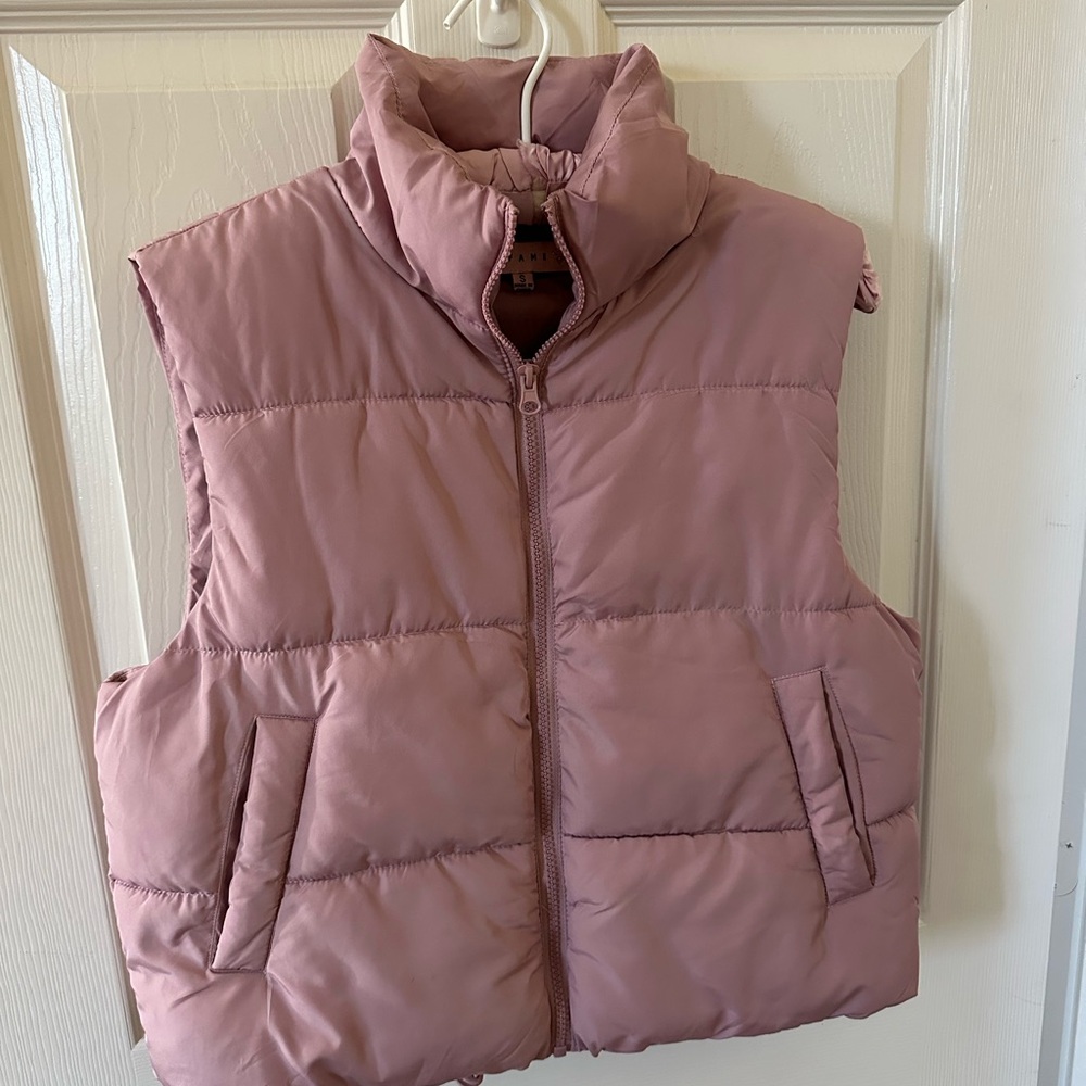 Mauve Quilted Puffer Vest - Sleeveless Zip Front